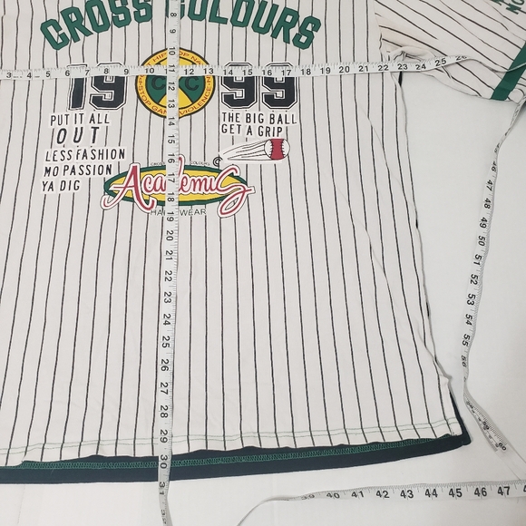 Cross Colours VINTAGE y2k short sleeve t-shirt Men's large white black green - Picture 9 of 11